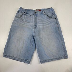 Vintage Y2K God Body Distressed Denim Shorts Baggy Wide‎ Leg Jorts Mens Size 36